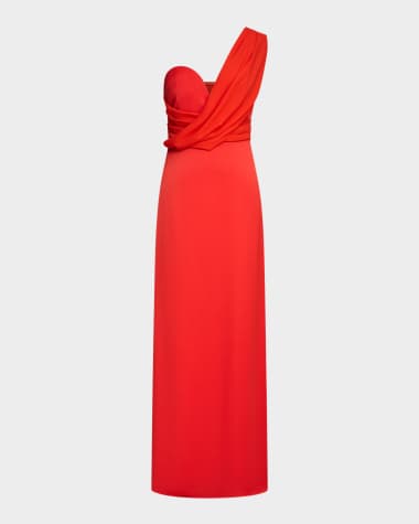 Halston Roselle Draped Crepe Gown