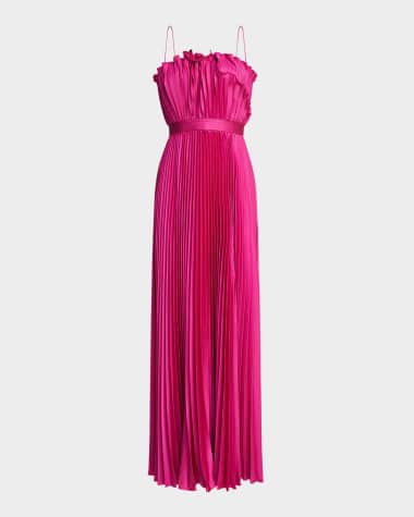 strapless open back dress Tilly Satin High-Neck Orchid Pink Bridesmaid Dress
