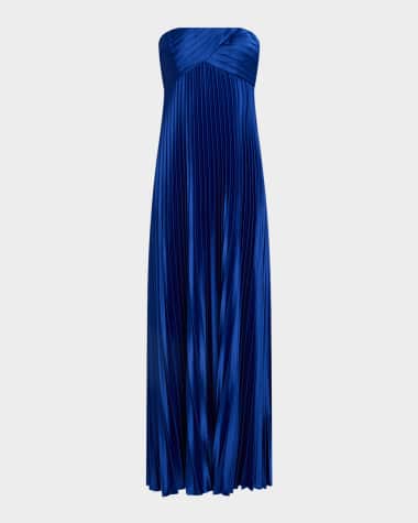 Aidan Mattox Strapless Pleated Stretch Charmeuse Gown