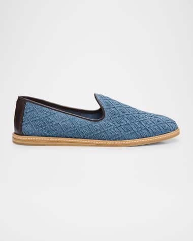 Giuseppe Zanotti Men's Iknu Leather-Trim Cotton Loafers