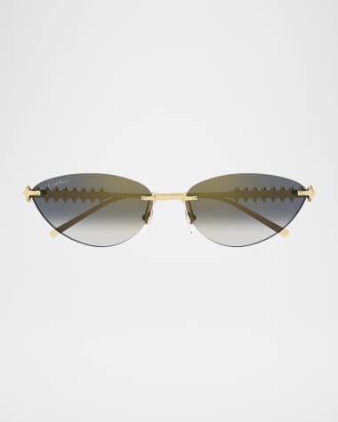 Cartier Rimless Metal Cat-Eye Sunglasses