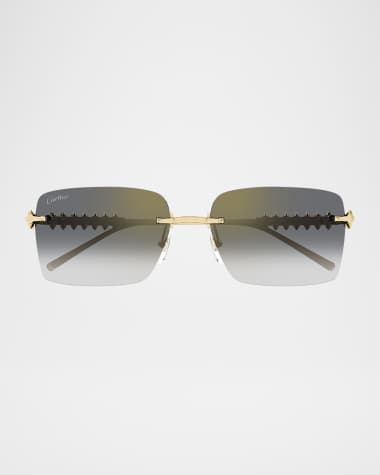 Cartier Rimless Metal Rectangle Sunglasses