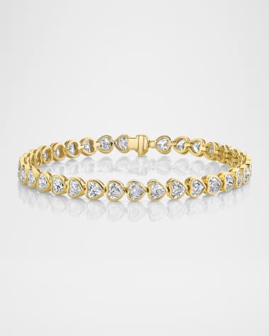 Anita Ko 18K Yellow Gold Bezel Heart Diamond Tennis Bracelet, 6.5"L