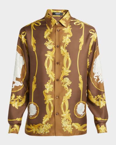 Versace Men's Medusa Cameo Silk Shirt