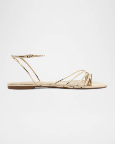 Schutz Inez Strappy Metallic Flat Sandals
