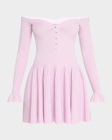 Self-Portrait Off-Shoulder Ribbed Knit Mini Dress