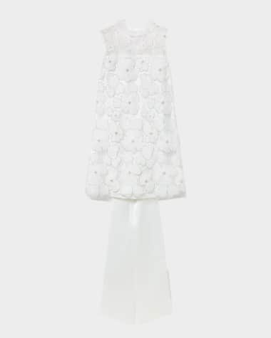 Self-Portrait Embellished Tulle Satin Bow Mini Dress