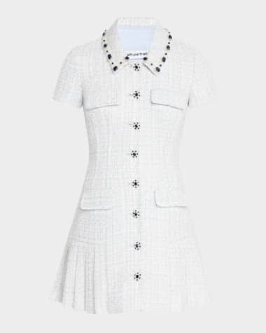 Self-Portrait Embellished Boucle Mini Dress