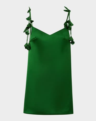 Self-Portrait Satin Flower Mini Dress