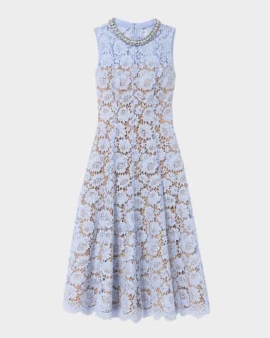 Self-Portrait Embellished Fine Lace Midi Dress