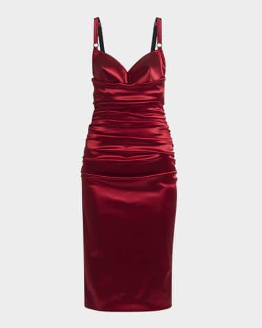 Dolce&Gabbana Raso Cone-Bustier Ruched Midi Dress