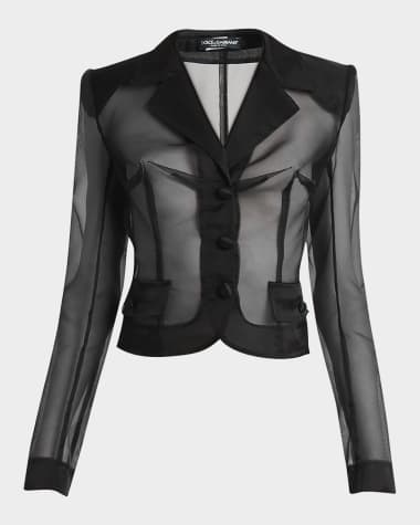 Dolce&Gabbana Vernice Sheer Tulle Crop Jacket