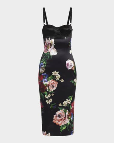 Dolce&Gabbana Rasovi Bouquet Fantichi Bustier Midi Dress