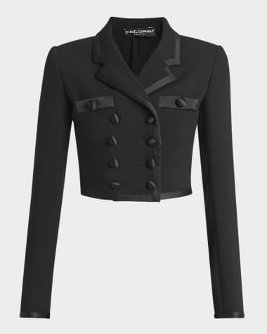 Dolce&Gabbana Satin-Trim Double-Breasted Crepe Crop Jacket