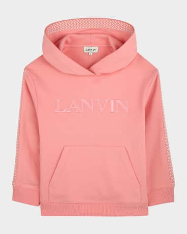 Lanvin Girl's Embroidered Logo-Print Hoodie, Size 8-14