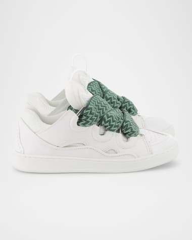 Lanvin Kid's Curb Leather Trainer Sneakers