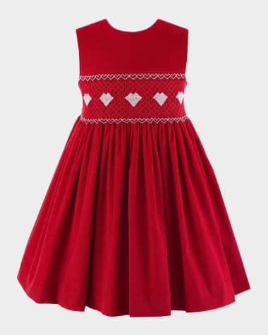 Rachel Riley Girl's Heart Smocked Pinafore Dress, Size 2-10