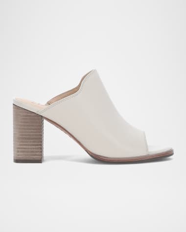 Frye Stella Leather Block-Heel Mule Sandals