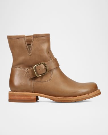 Frye Veronica Flex Leather Buckle Moto Booties