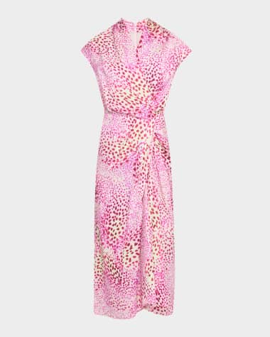 Dries Van Noten Dillian Twisted Cap-Sleeve Midi Dress