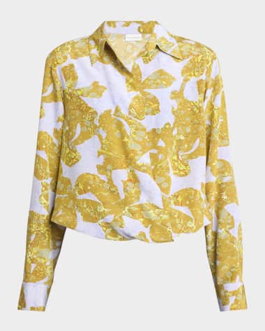 Dries Van Noten Cedal Collared Silk Wrap Shirt