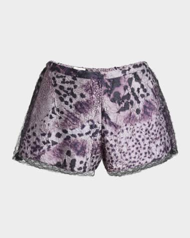 Dries Van Noten Pinky Lace-Trim Crinkle Shorts