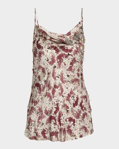 Dries Van Noten Chai Printed Embellished Blouse