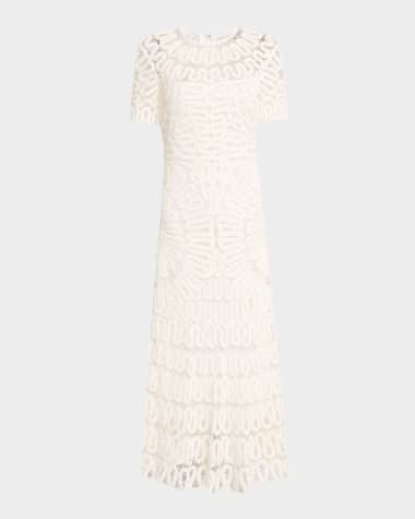 SIMKHAI Lorelai Crochet-Embroidered Midi Dress