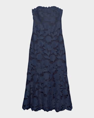 SIMKHAI Valletta Strapless Floral Lace Maxi Dress
