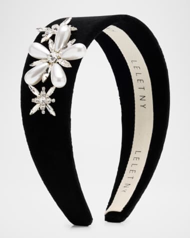 Lelet Ny Annie Crystal Cluster Velvet Wide Headband