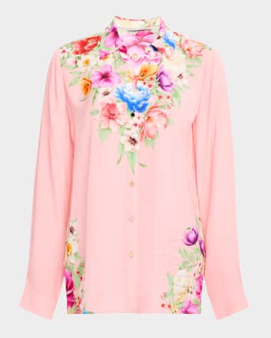 Elie Tahari The Madeline Floral-Print Silk Blouse