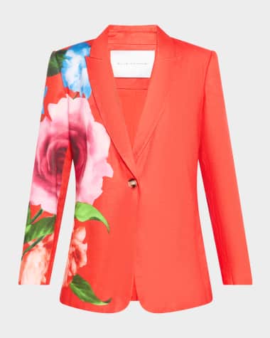 Elie Tahari Simone Floral-Print Twill Blazer
