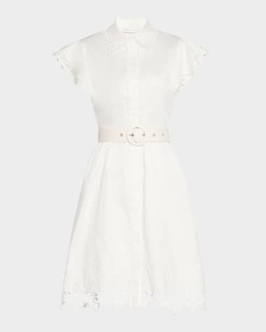 Elie Tahari The Sloane Lace-Trim Cotton Shirtdress