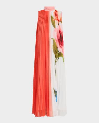 Elie Tahari The Reilley Pleated Ombre Midi Dress