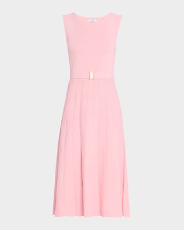 Elie Tahari The Sumner Sleeveless Belted Midi Sweater Dress