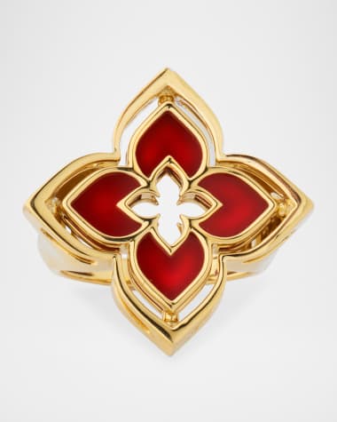 Roberto Coin 18K Yellow Gold Diamond and Red Agate Venetian Princess Pirouette Ring