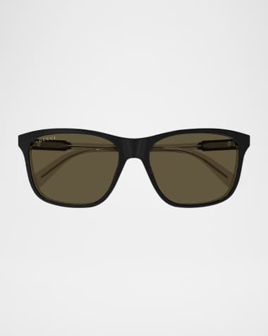 Gucci Men's GG1819SM Acetate Rectangle Sunglasses