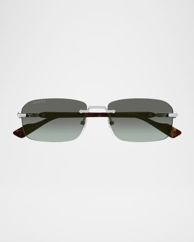 Gucci Men's GG1221SM Rimless Metal Rectangle Sunglasses