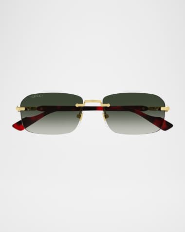 Gucci Men's GG1221SM Rimless Metal Rectangle Sunglasses