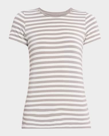 Majestic Filatures Soft Touch Crewneck Striped Jersey T-Shirt
