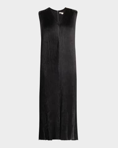 Jason Wu Collection Pleated Satin Laser-Cut Trapeze Dress