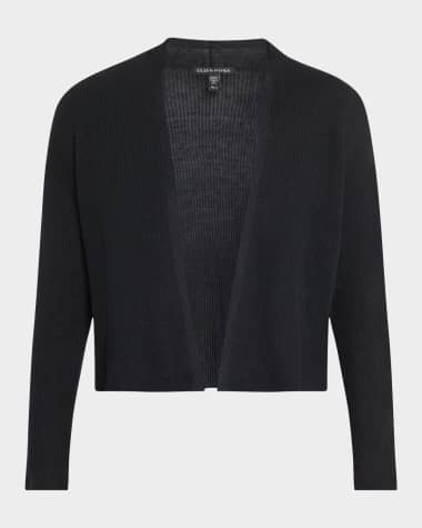 Eileen Fisher Ribbed Organic Linen-Cotton Cardigan