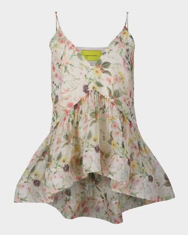 Marques'Almeida Floral Strappy Chiffon Top