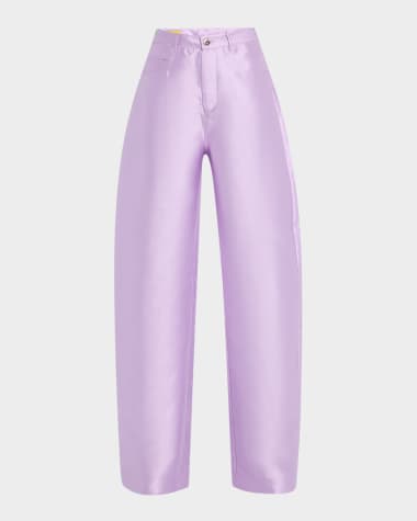Marques'Almeida High-Rise Heavy Satin Boyfriend Trousers