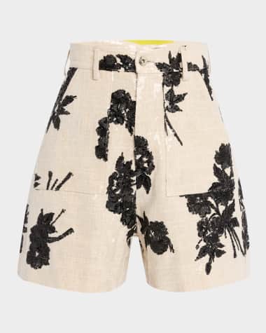 Marques'Almeida Sequined Linen Shorts