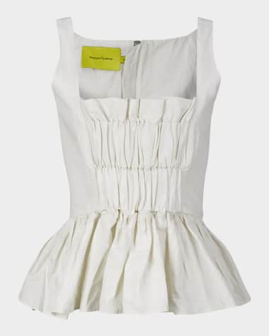 Marques'Almeida Gathered Cotton Peplum Top