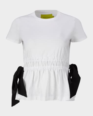 Marques'Almeida Crewneck Bow Detail T-Shirt