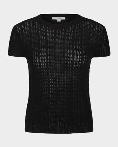 Vince Crewneck Waffle-Knit Top