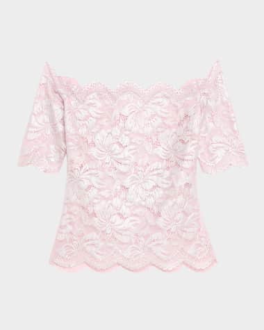 Rabanne Off-The-Shoulder Metallic Lace Top