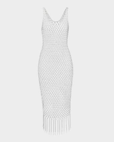 L'Agence Angela Pearly Crochet Midi Dress